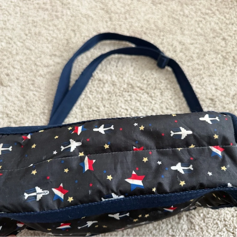 LeSportsac Deluxe Everyday Bag Navy Planes & Stars Print Crossbody